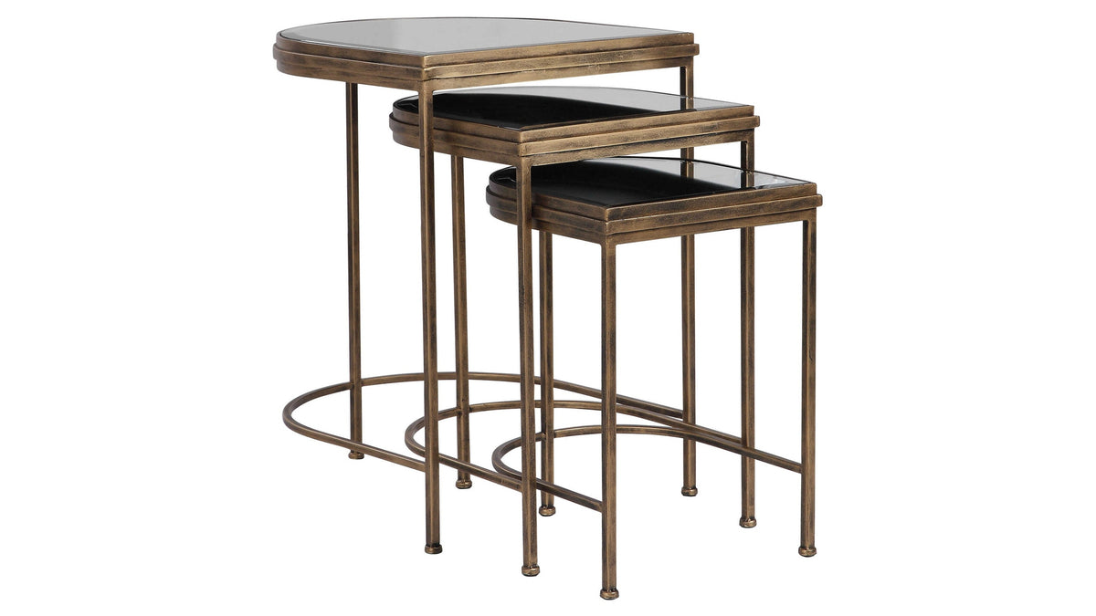 India - Nesting Tables (Set of 3) - Light Brown &amp; Black
