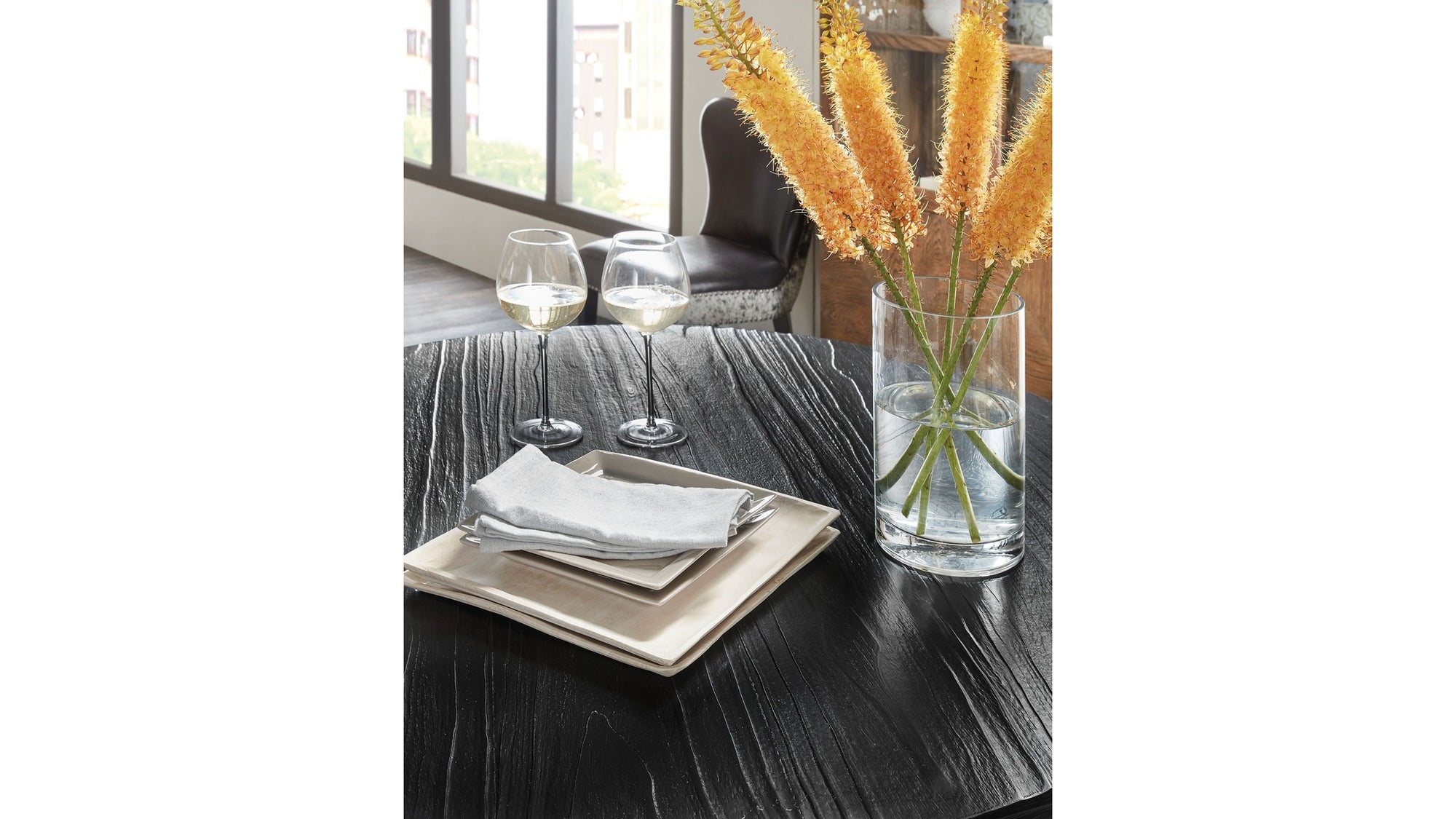 Chapman - Shou Sugi Ban Petite Round Dining Table - Black