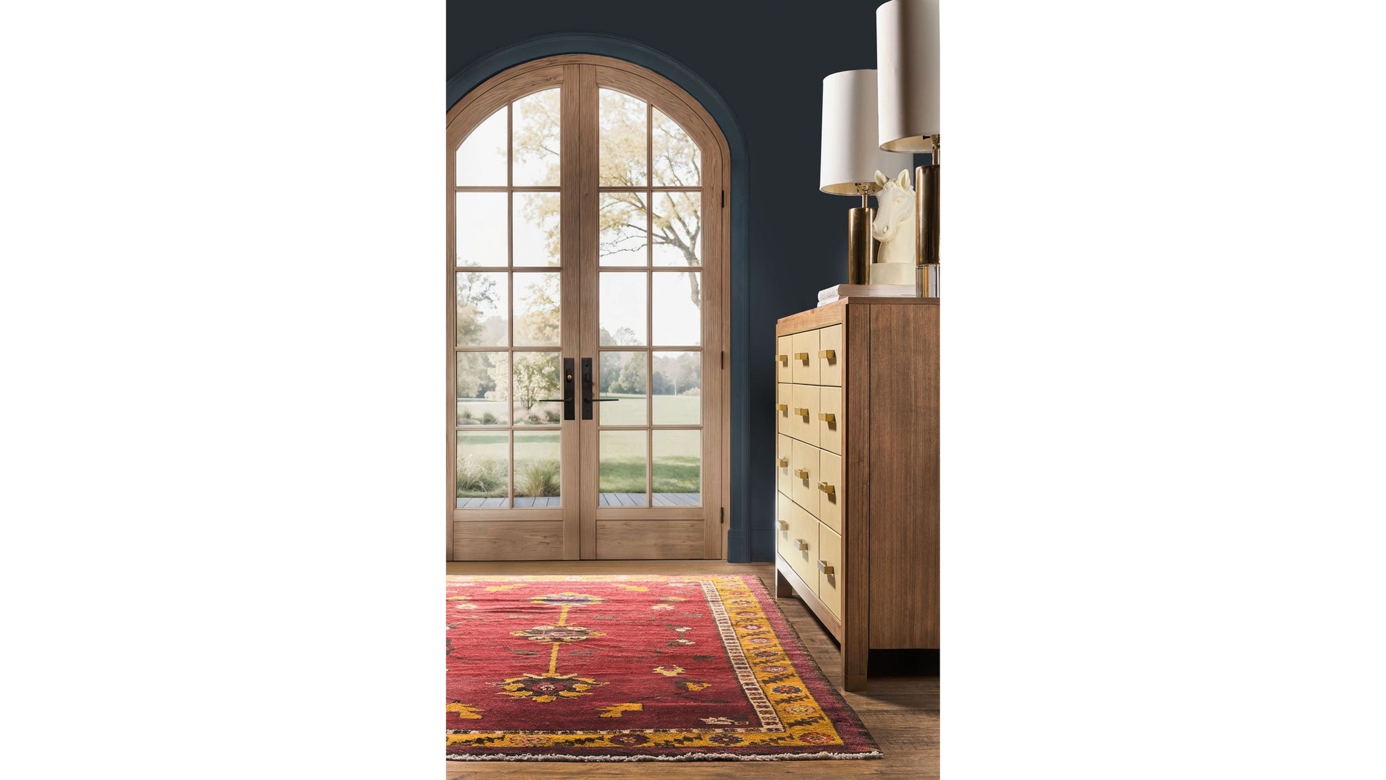 Melange - Zurich Accent Drawer Chest - Beige / Medium Walnut