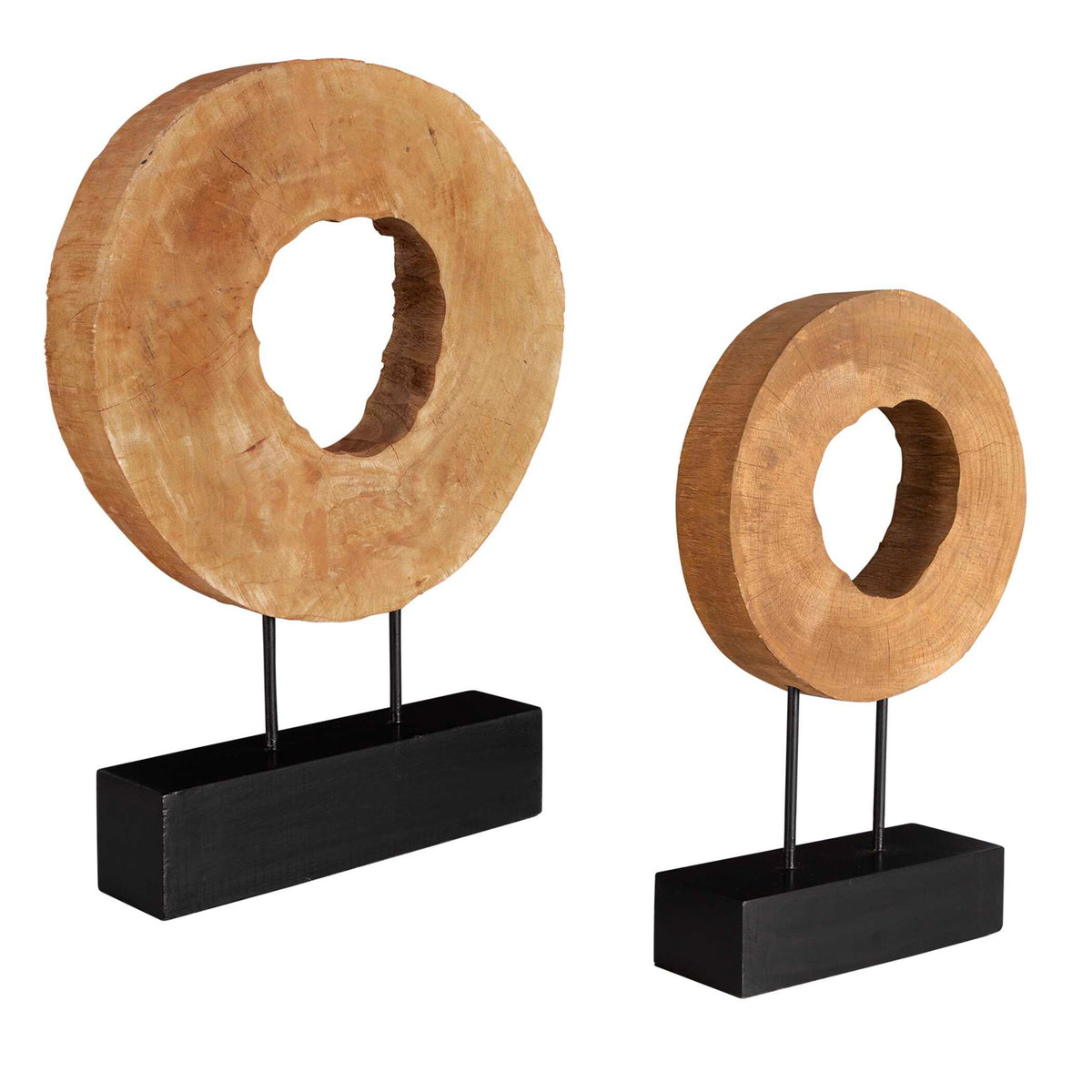 Ashlea - Wooden Sculptures (Set of 2) - Light Brown &amp; Black