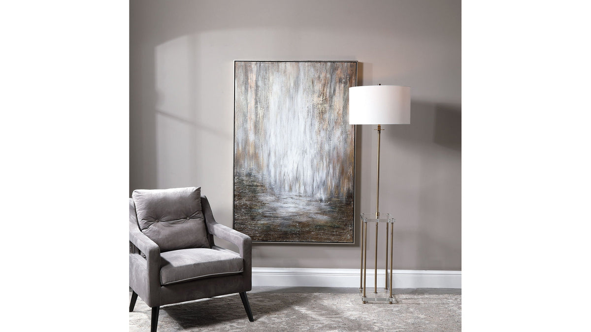 Desert Rain - Hand Painted Abstract Art - Gray