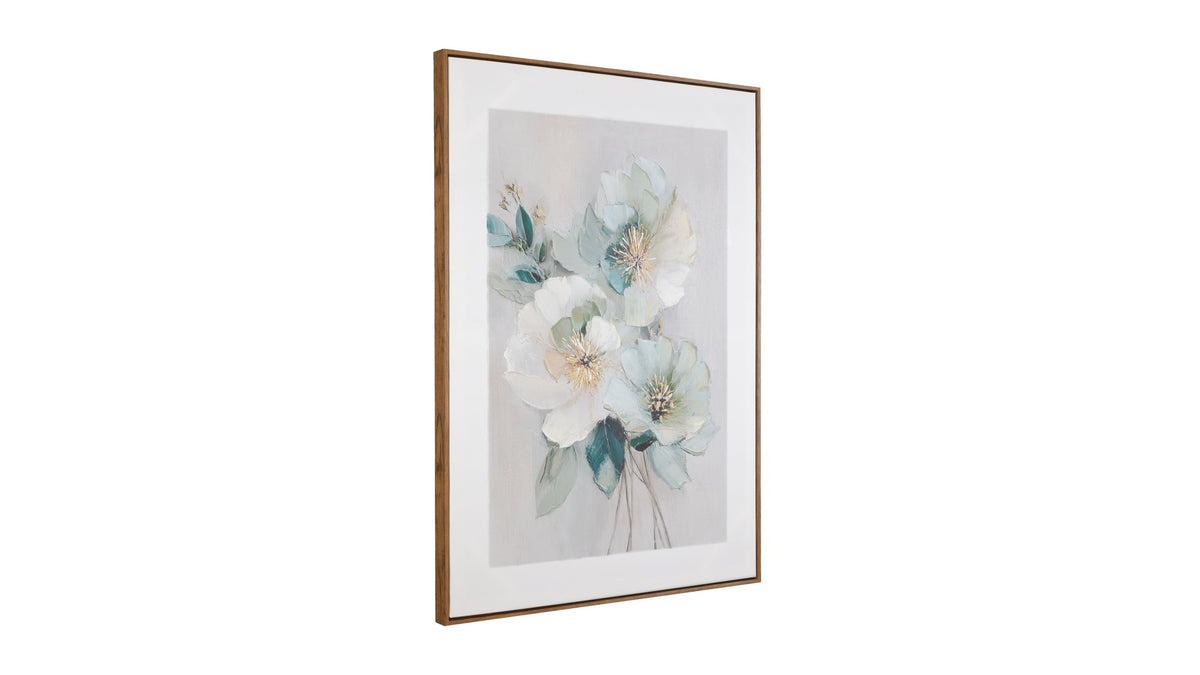 Floral Harmony I Framed Canvas - Beige