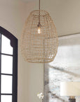 Cross - Weave 1 Light Pendant - Beige