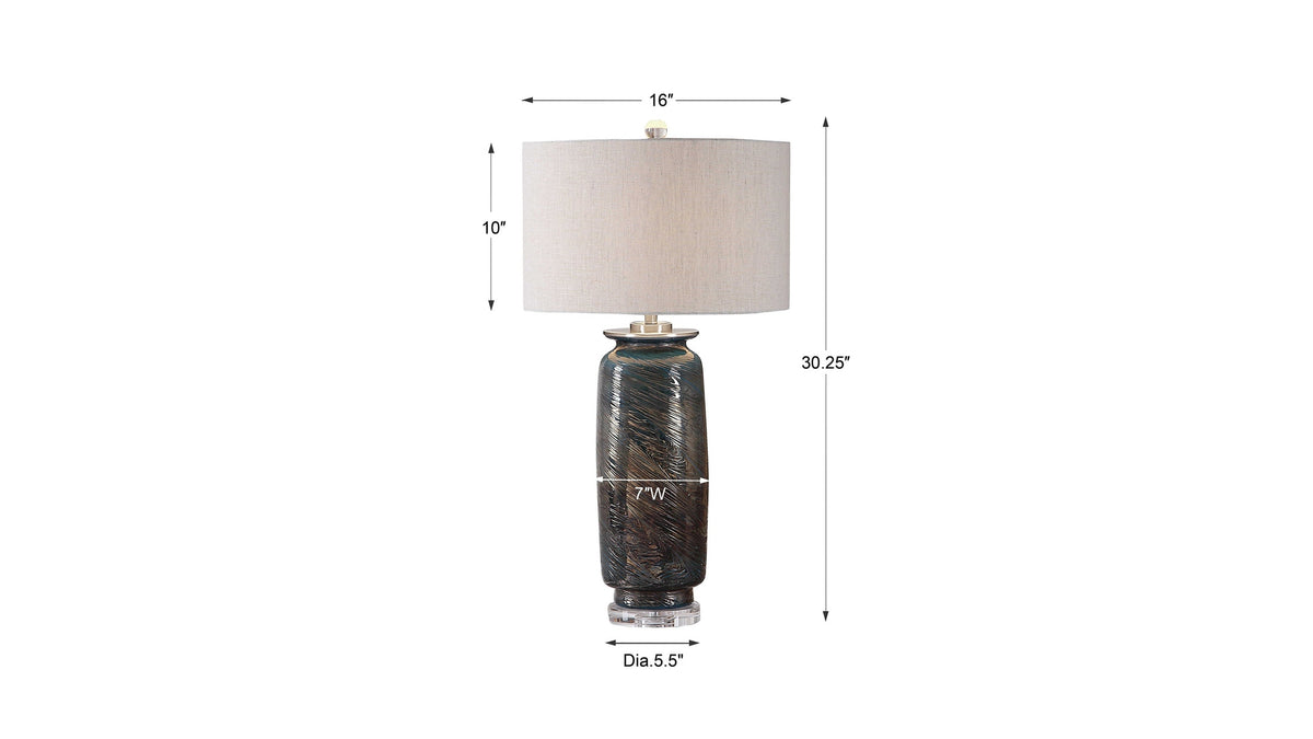Olesya - Swirl Glass Table Lamp - Blue