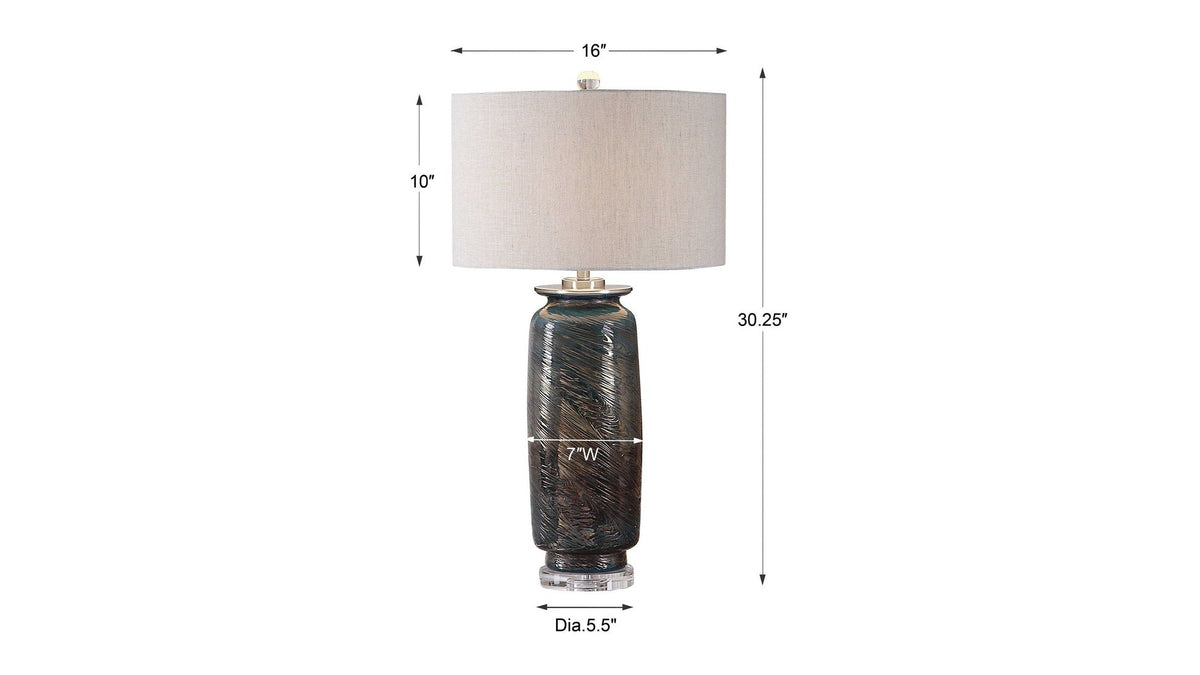 Olesya - Swirl Glass Table Lamp - Blue