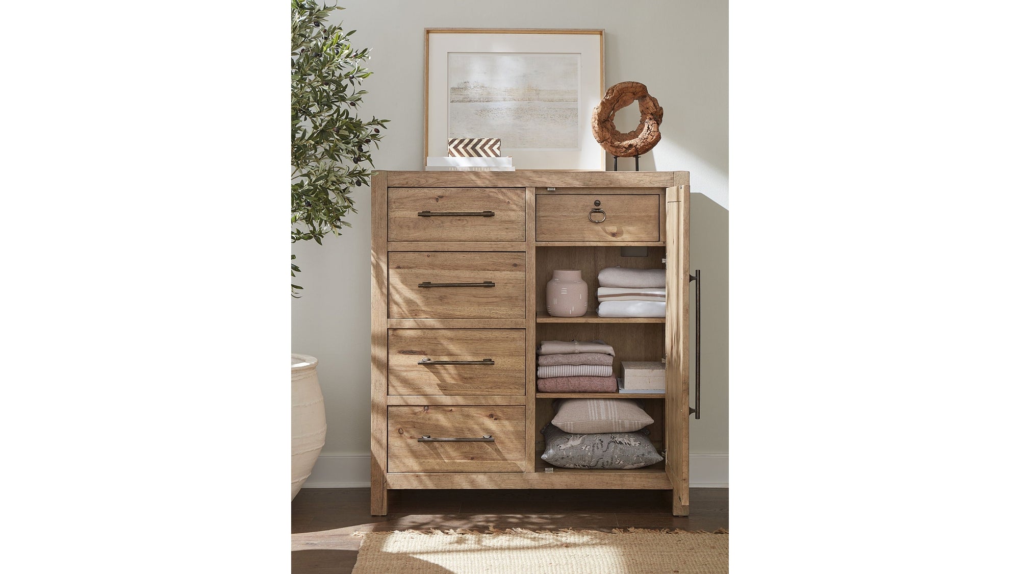 Vineyard Row - Four-Drawer Door Chest - Light Brown