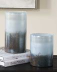 Midnight - Mist Cylindrical Vases (Set of 2) - Blue / Gray