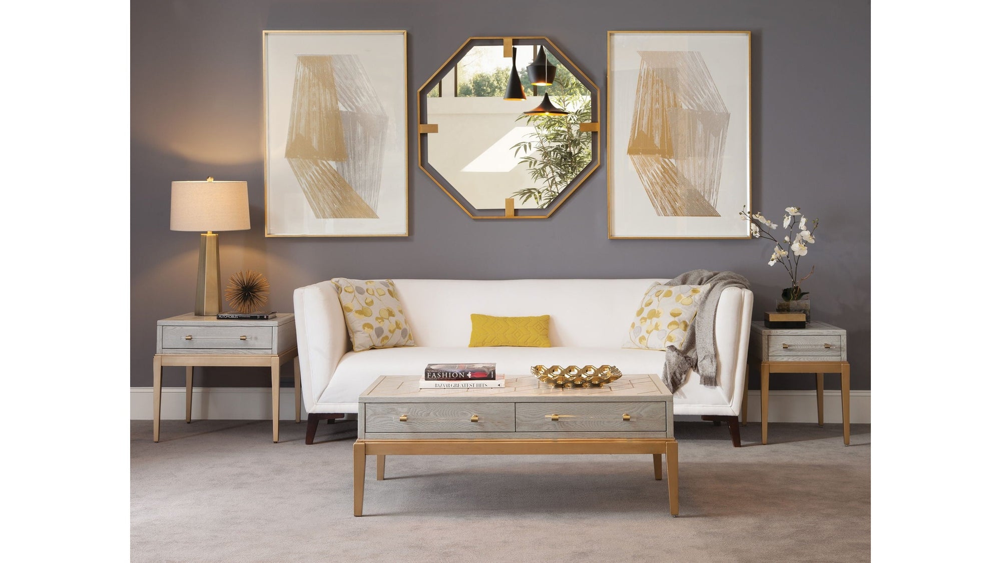 Perrine - Rectangle End Table - Silver / Gold