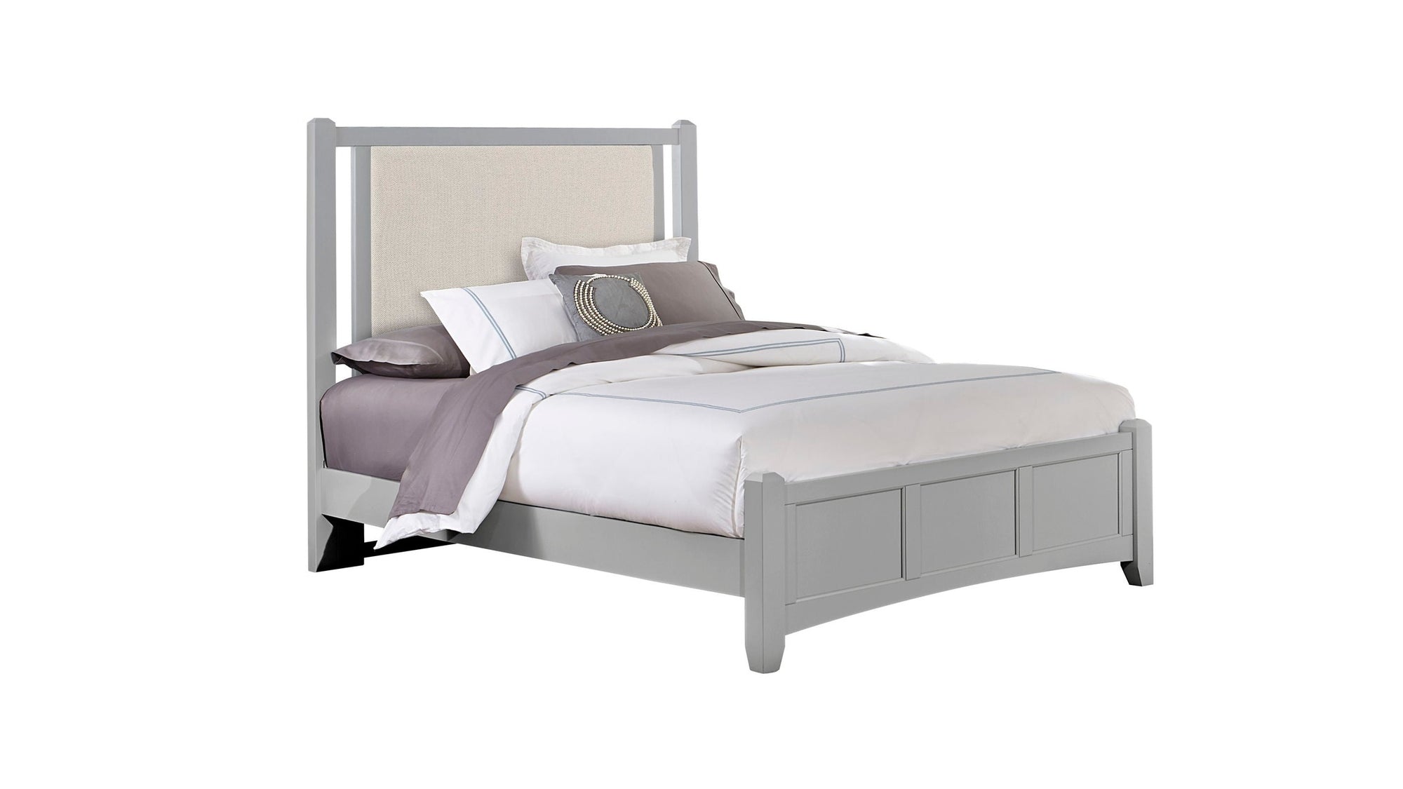 Bonanza - Pebble Gray Upholstered Bed With Mansion Footboard