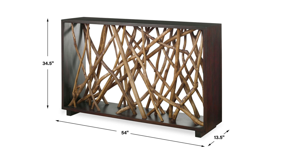 Teak Maze - Console Table - Dark Brown