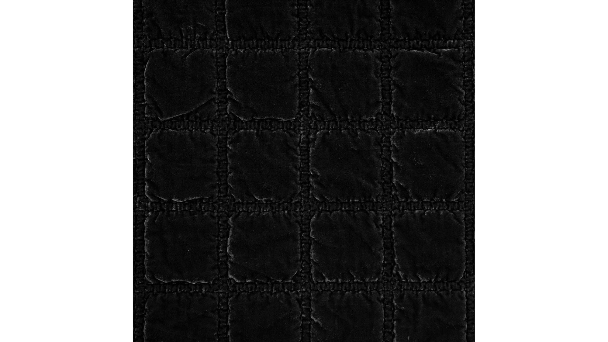 Stella - Faux Silk Velvet Double Box Stitch Throw - Black