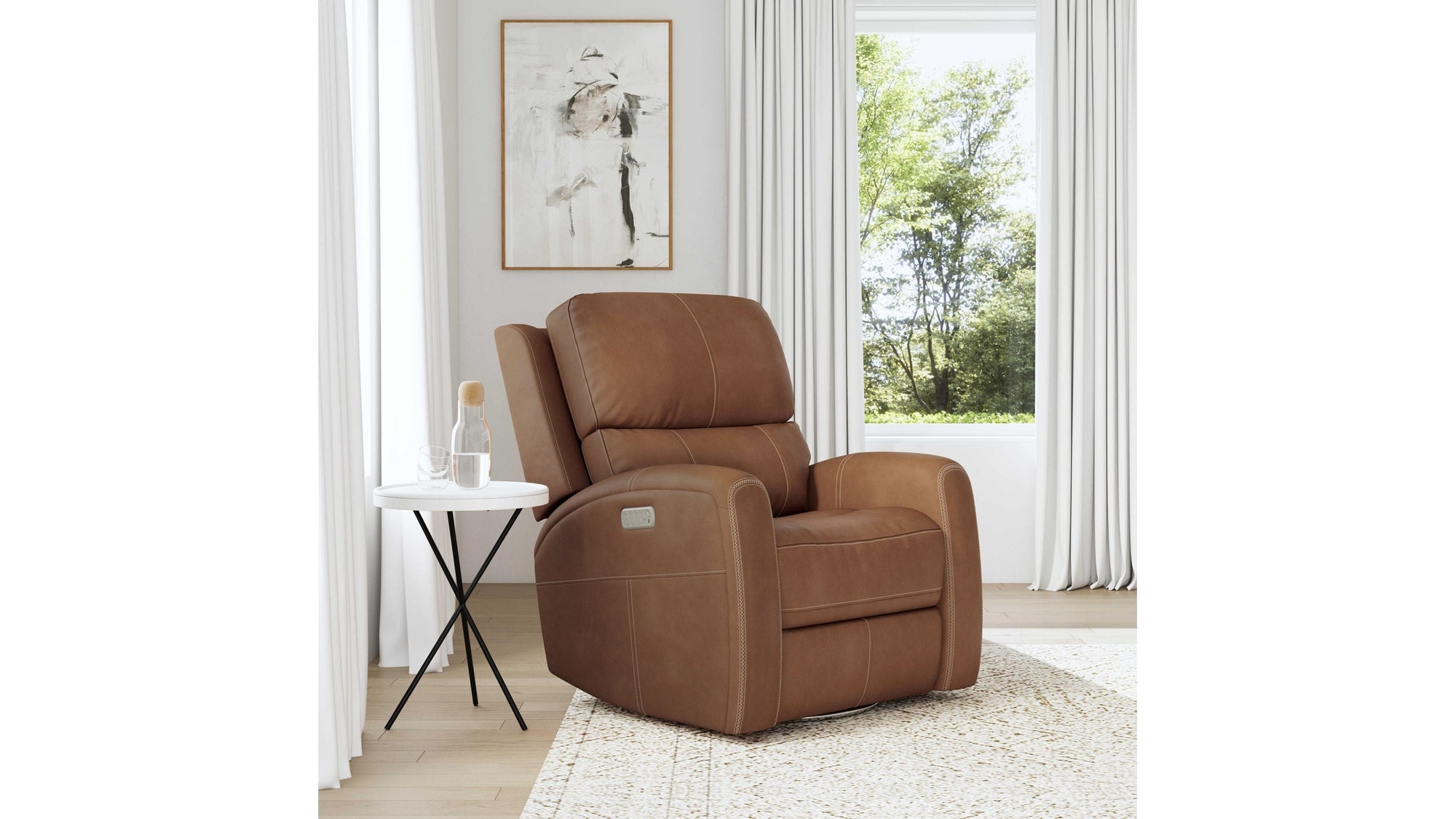 Linden - Power Swivel Gliding Recliner With Power Headrest, Lumbar, Heat & Massage