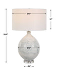 Clary - Horizontally Striped Table Lamp - Gray / White