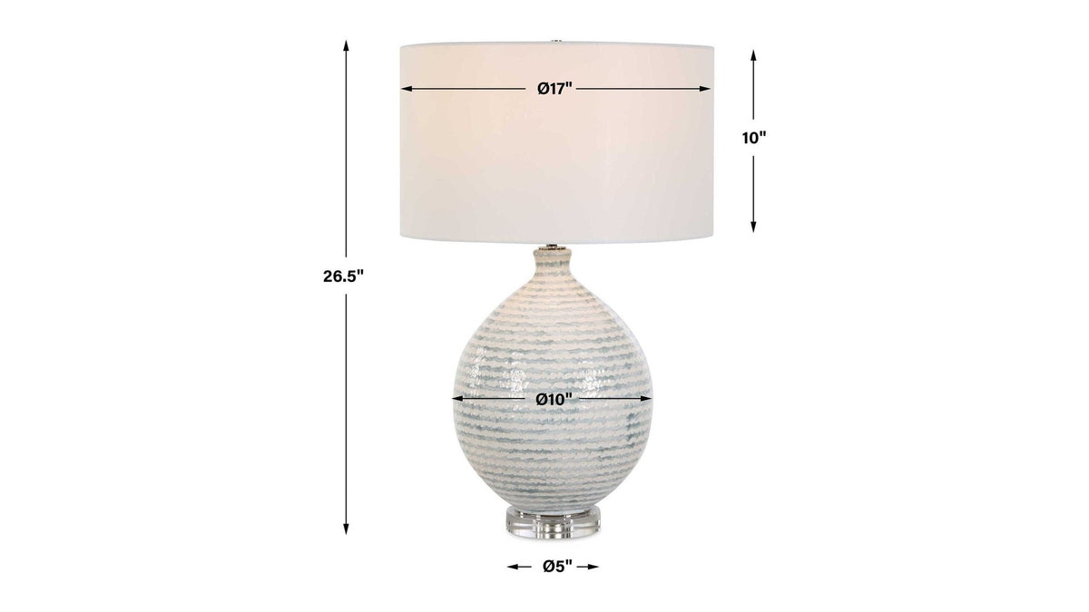 Clary - Horizontally Striped Table Lamp - Gray / White