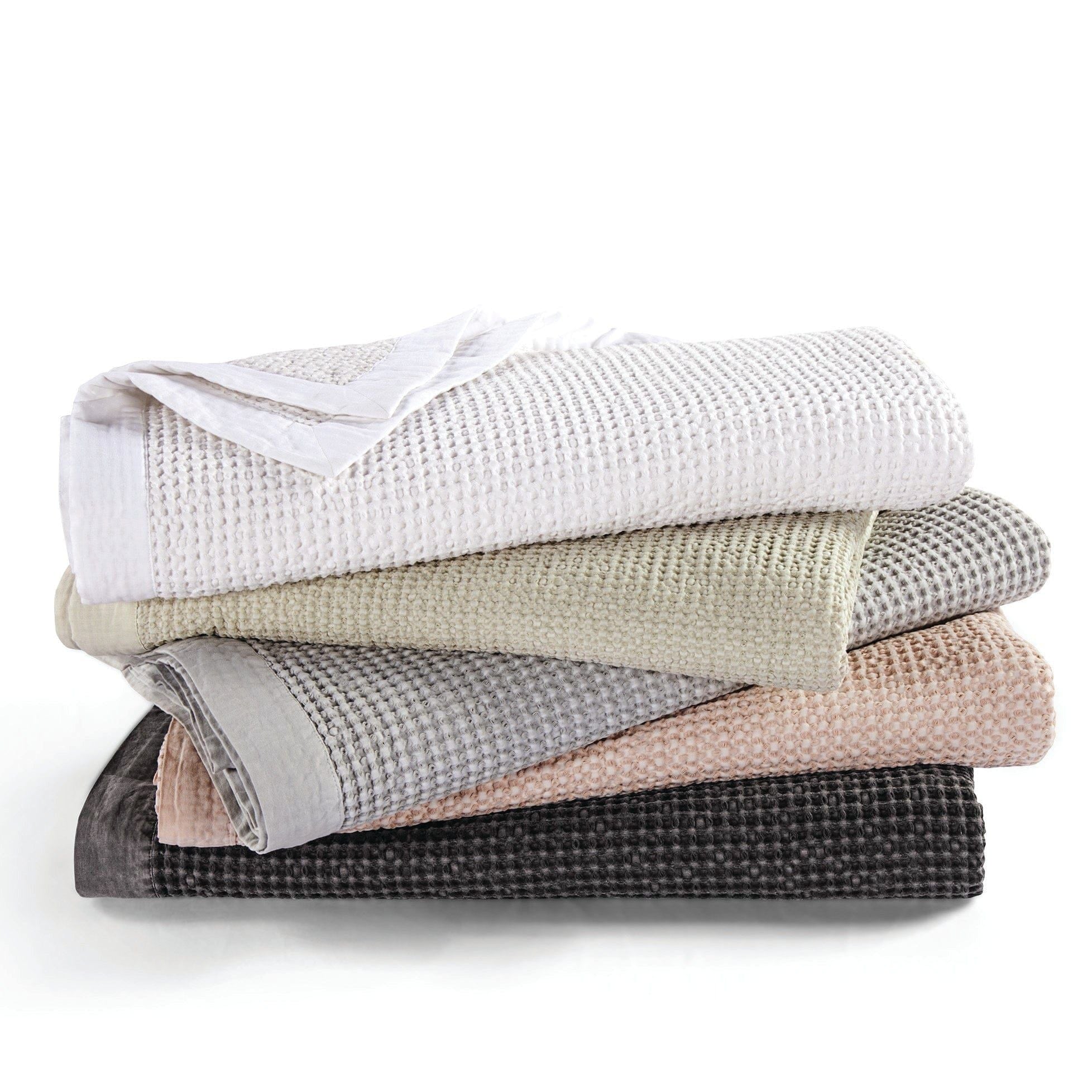 Stonewashed Cotton Waffle Weave - King Coverlet - Gray