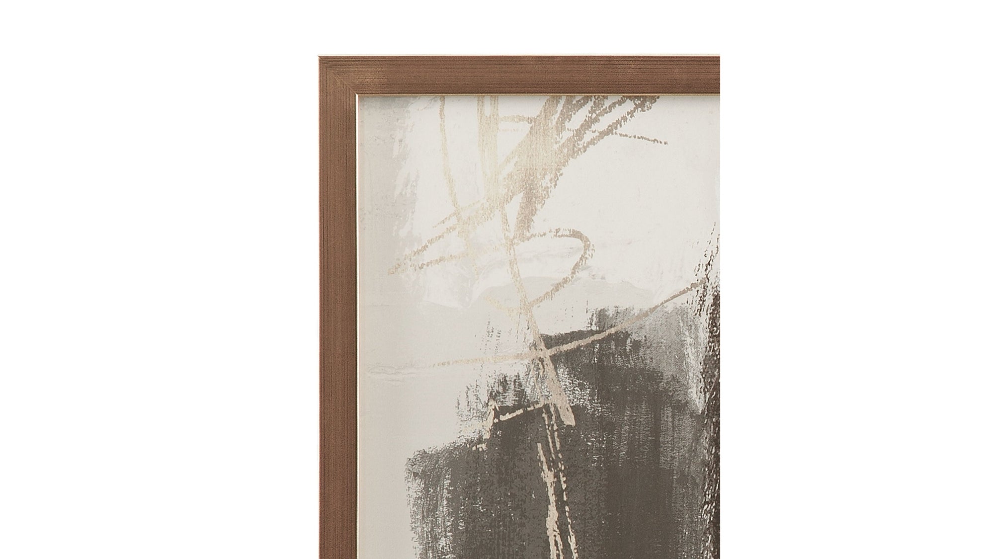 Neutral Contrast Brush Framed Print - Beige / Dark Brown