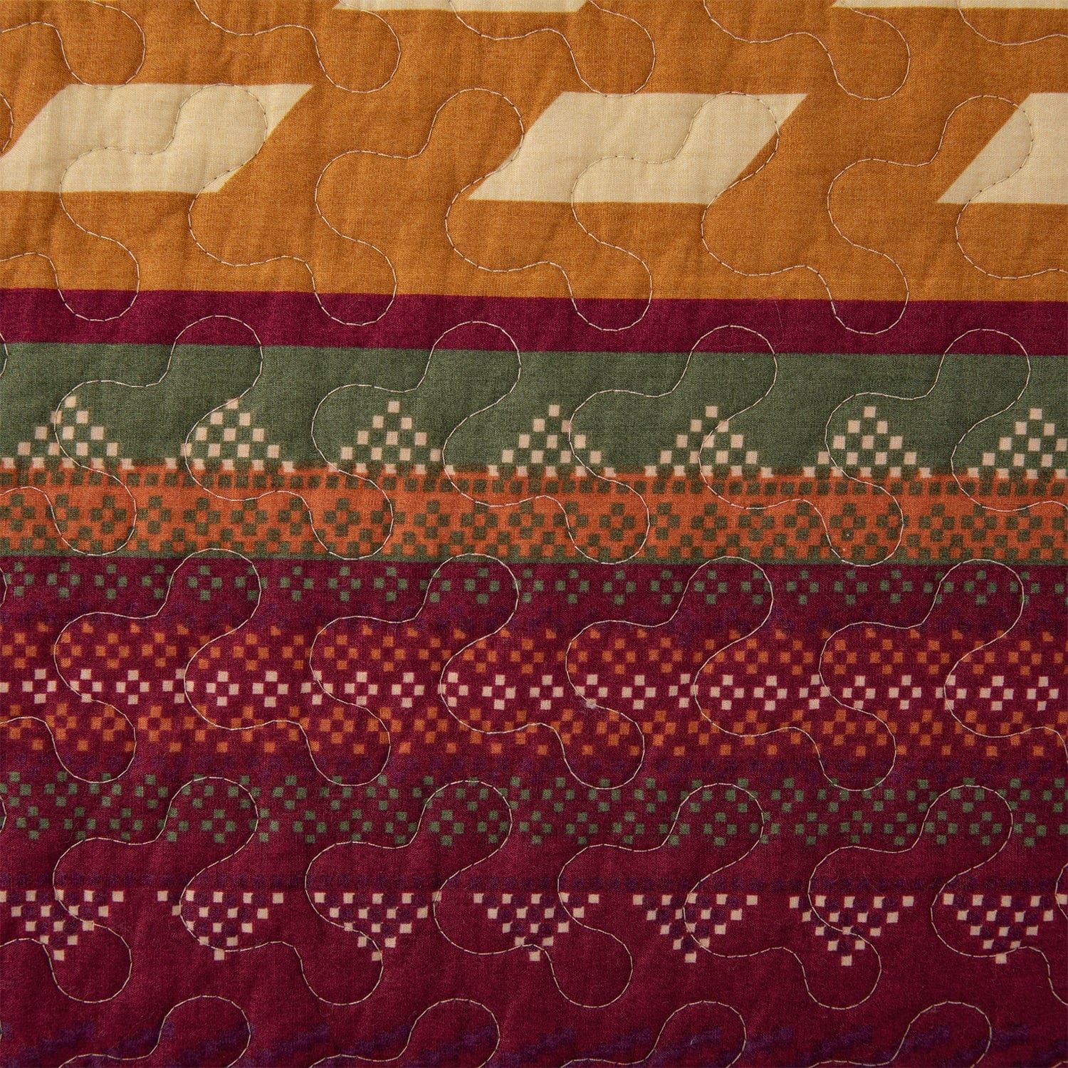 Solace - Full/Queen Reversible Quilt Set (Set of 3) - Red / Orange / Brown
