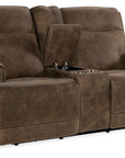 MS - Wheeler Power Console Loveseat With Power Headrest - Dark Brown