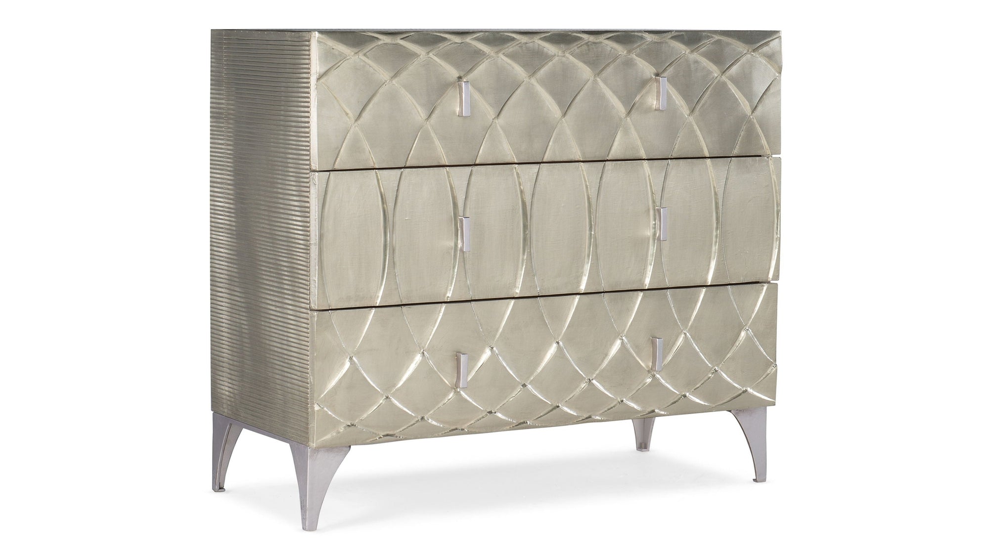Melange - Mathilda 3-Drawer Chest - Pearl Silver