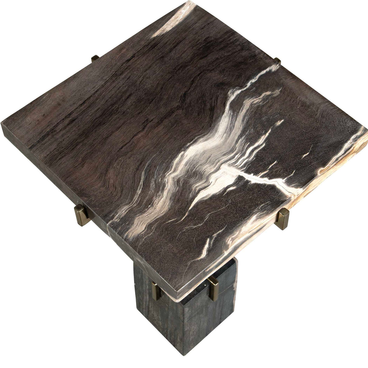 Rowman - Petrified Wood Accent Table - Bronze