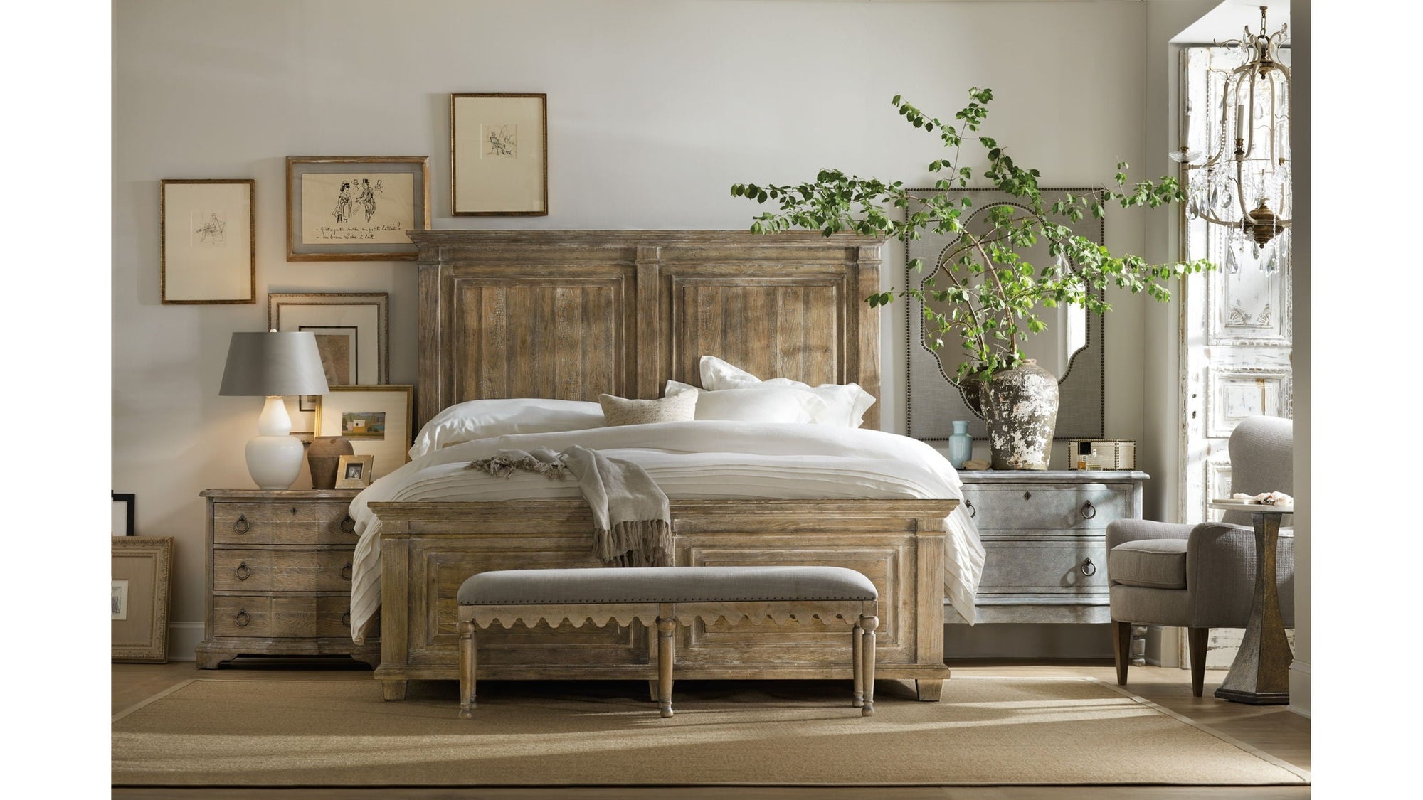 Boheme - Madera Bed Bench - Gray / Light Brown