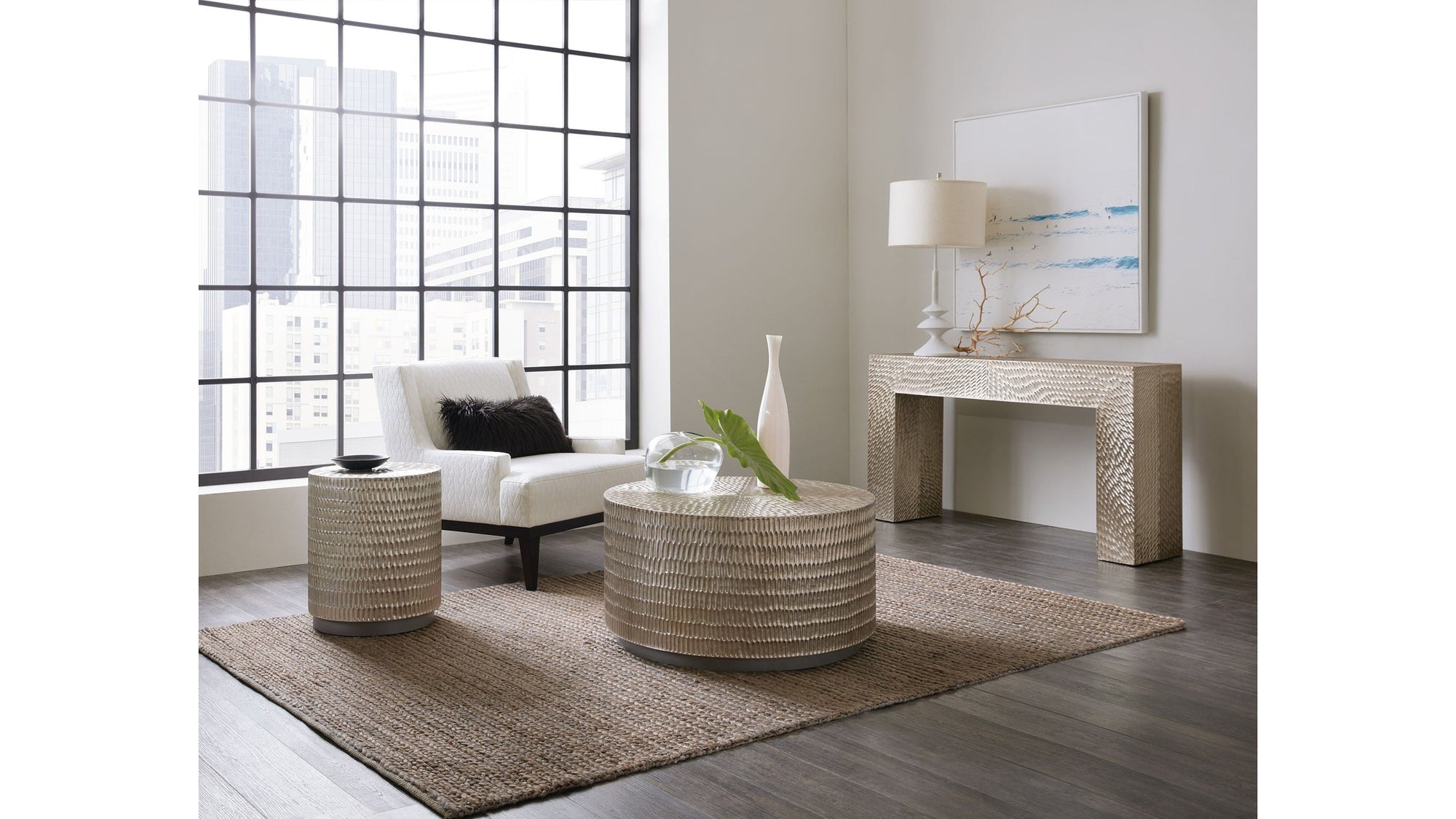 Melange - Tivoli Console Table - Pearl Silver