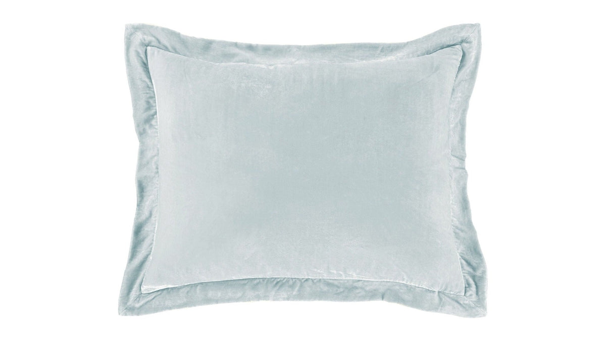 Stella - Faux Silk Velvet Flanged Dutch Euro Pillow - Icy Blue