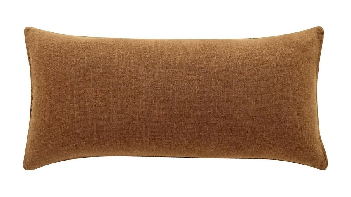 Genuine Leather - Woven Suede & Basket Weave Long Lumbar Pillow - Brown
