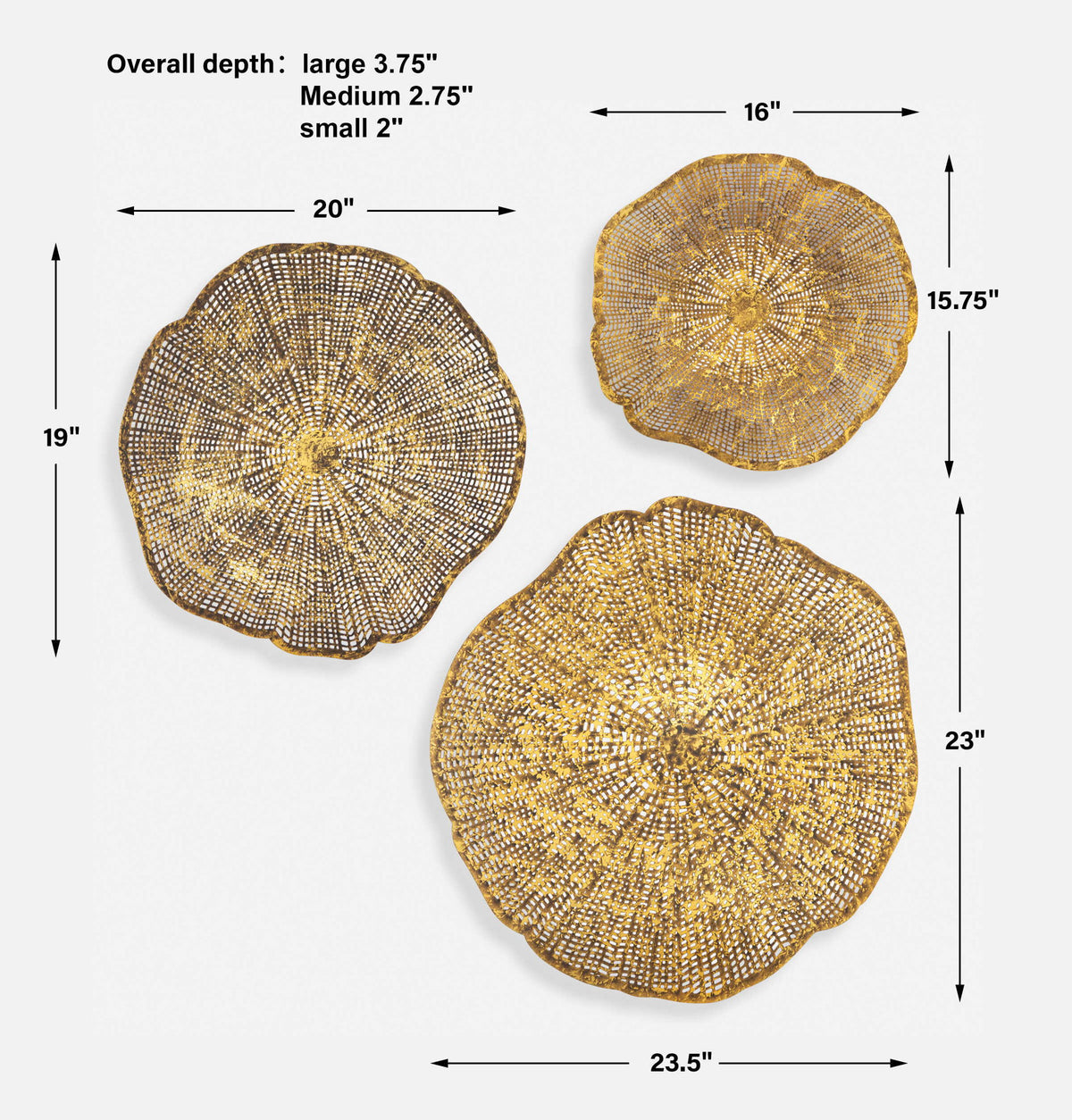 Radiance - Metal Wall Decor Set of 3 - Gold