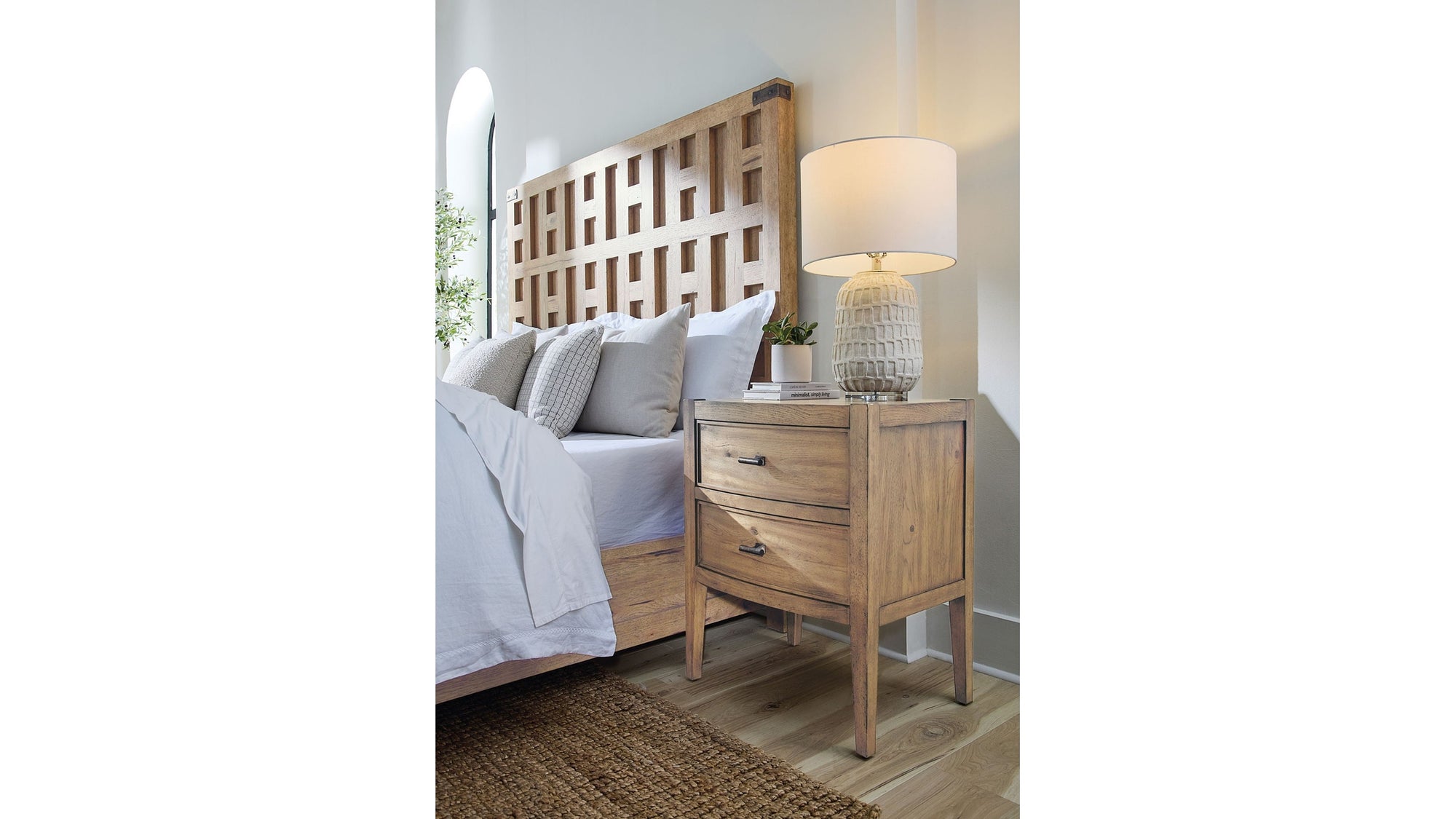 Vineyard Row - Two Drawer Nightstand - Light Brown