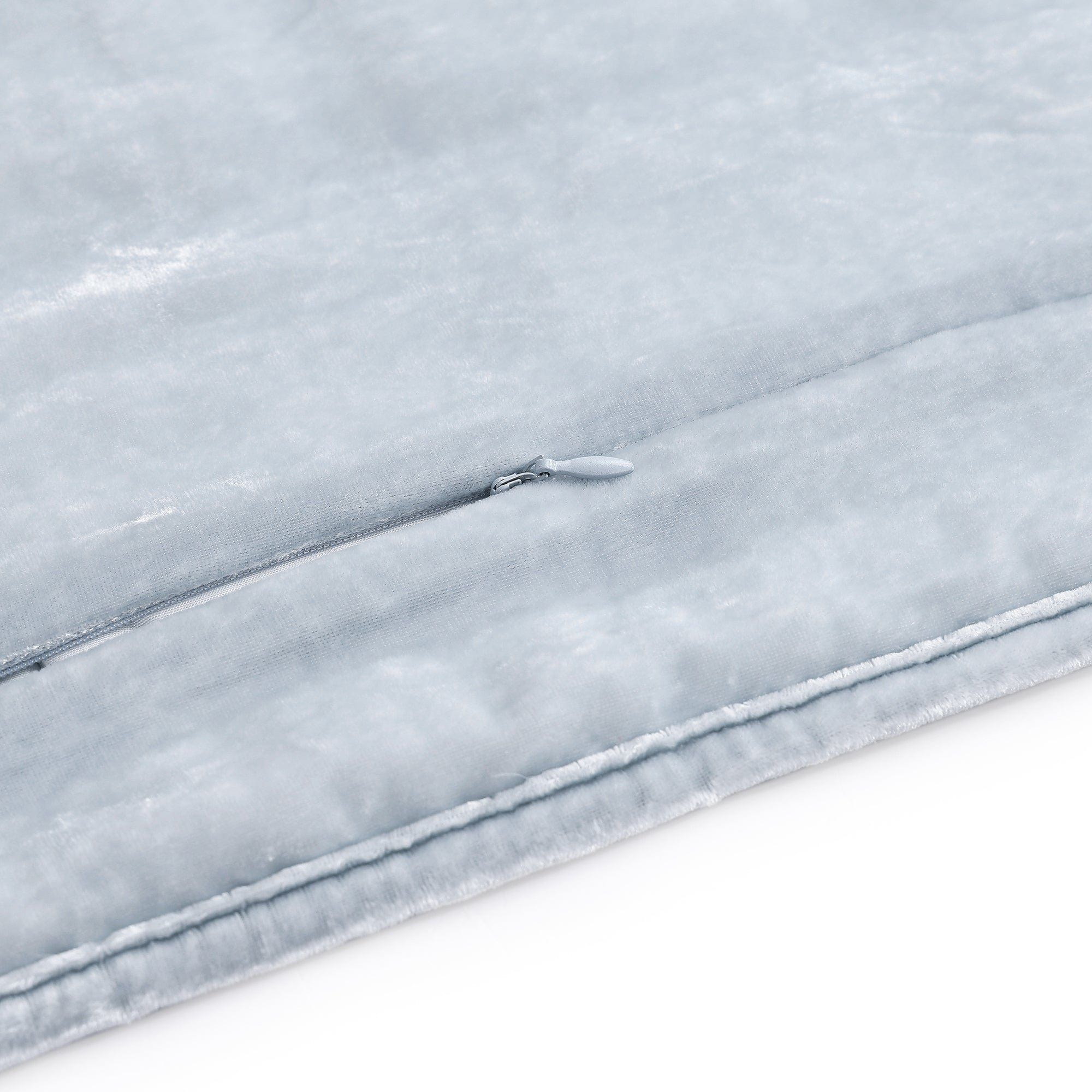 Stella - Full/Queen Faux Silk Velvet Double Box Stitch Quilt Set (Set of 3) - Icy Blue