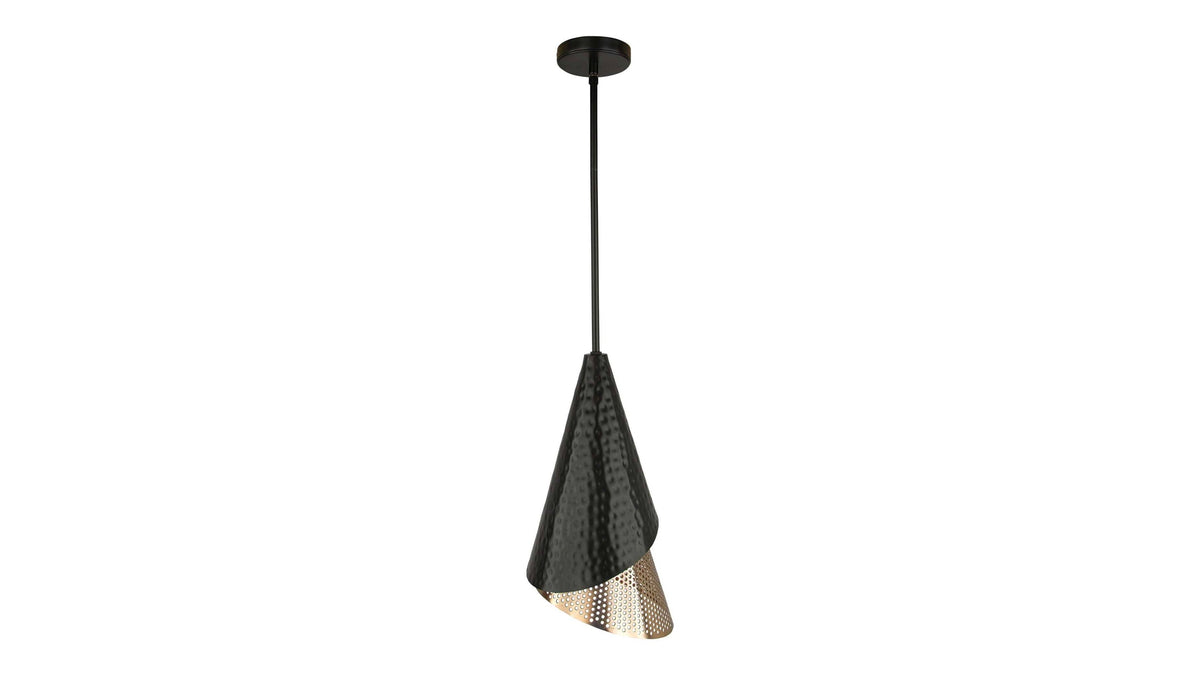 Apollo - 1 Light Mini Pendant - Black / Gold