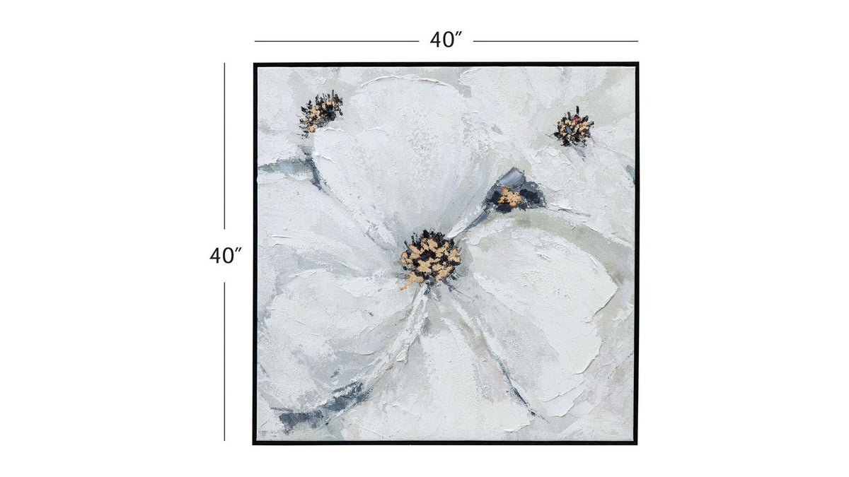 Dogwood Canvas Art - Pearl Silver