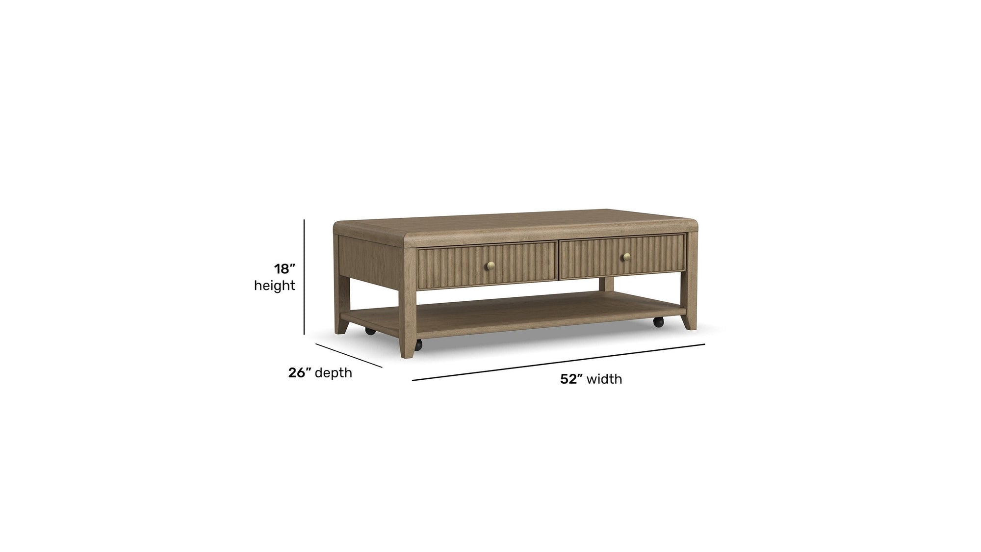 Reed - Rectangular Coffee Table With Casters - Driftwood Oak