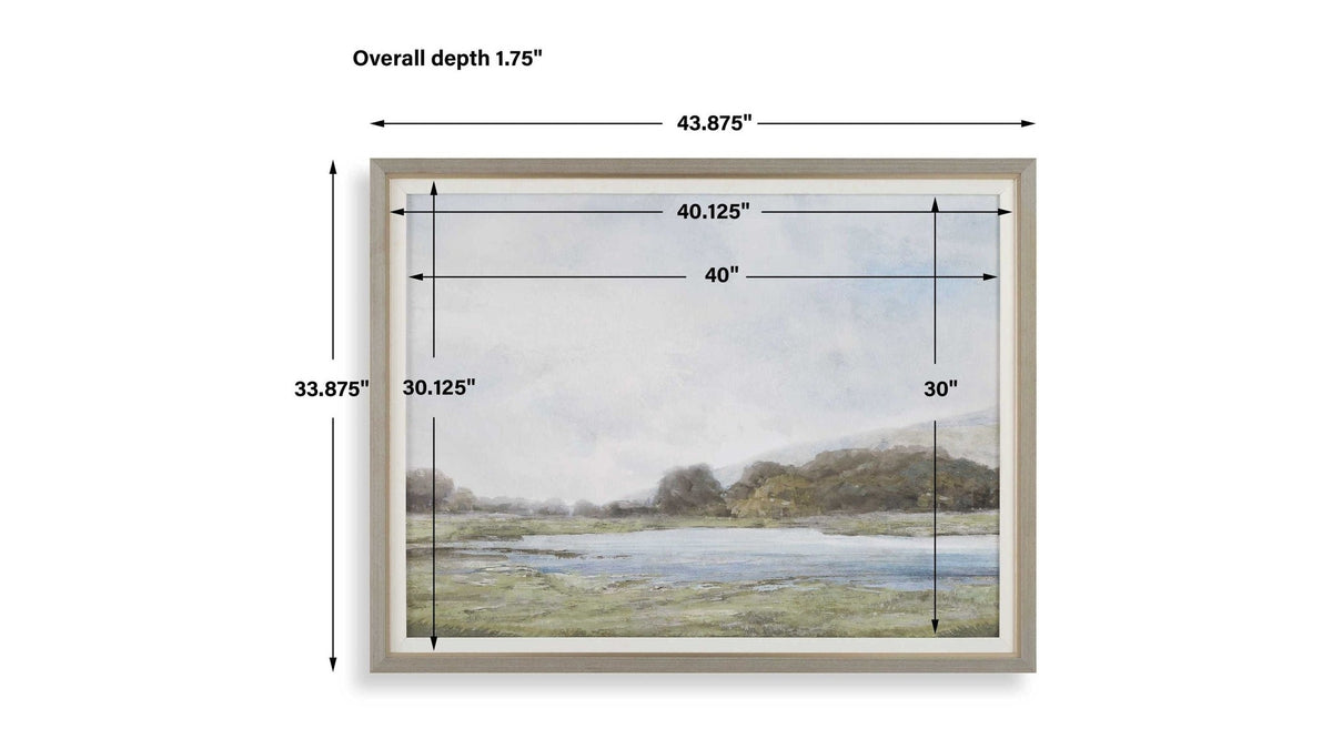 Restful Vista-Awe - Landscape Art - Black / Blue / Brown / Gold / Gray / Green / Woodtone