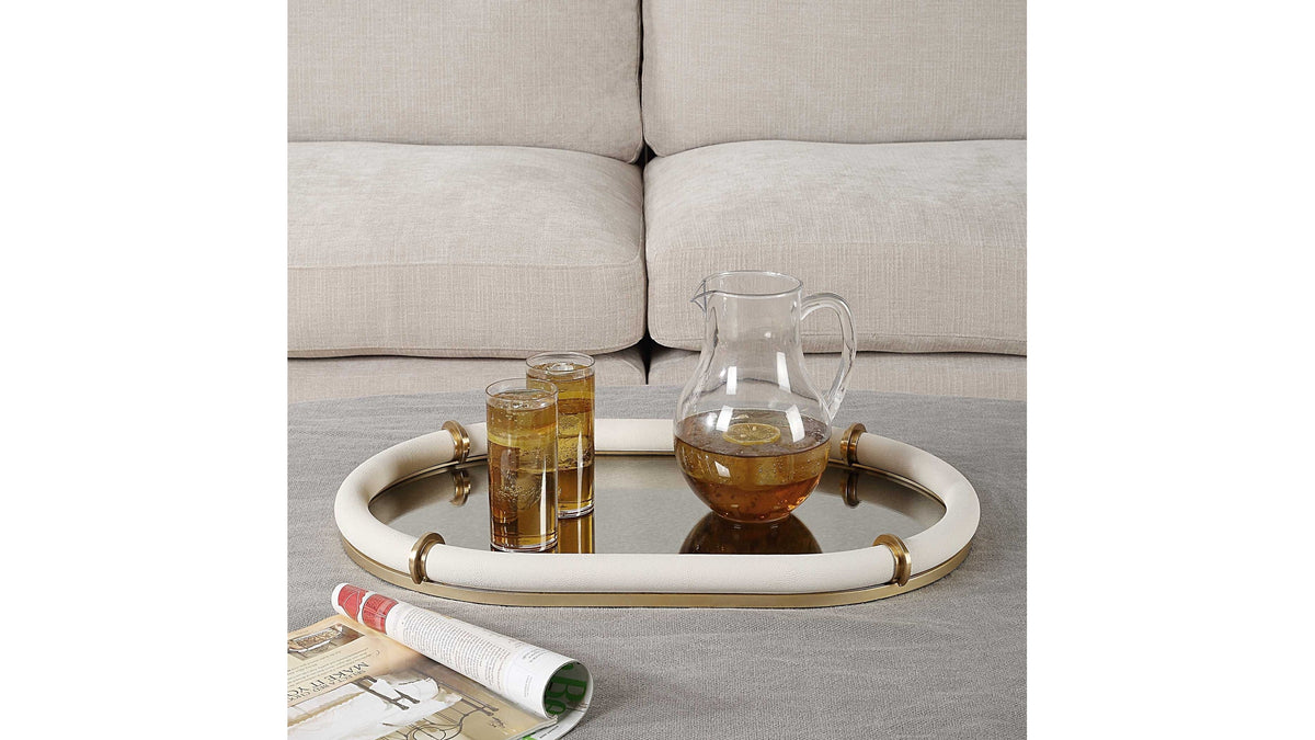 Cyprus - Leather Oval Tray - White