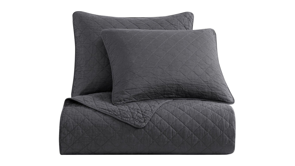 Cotton Comfort - Full/Queen Quilt Set Set of 3 - Charcoal