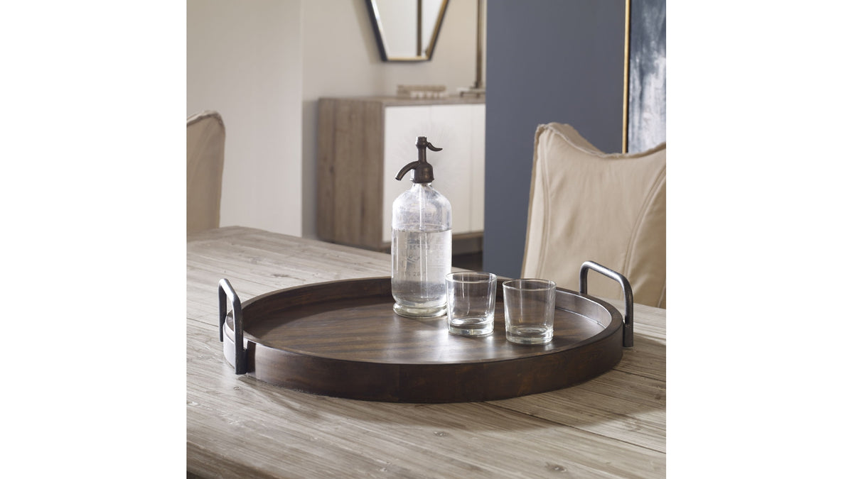 Reine - Round Wooden Tray - Dark Brown