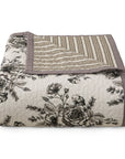 Lyla - Twin Reversible Floral Print Quilt Set (Set of 2) - White / Brown
