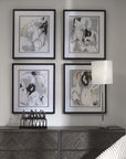 Tangled Threads - Abstract Framed Prints (Set of 4) - Silver