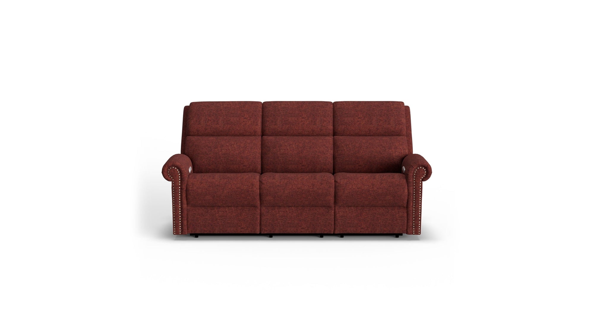 Bernard - Power Reclining Sofa With Console, Power Headrests & Lumbar, Nailhead Trim