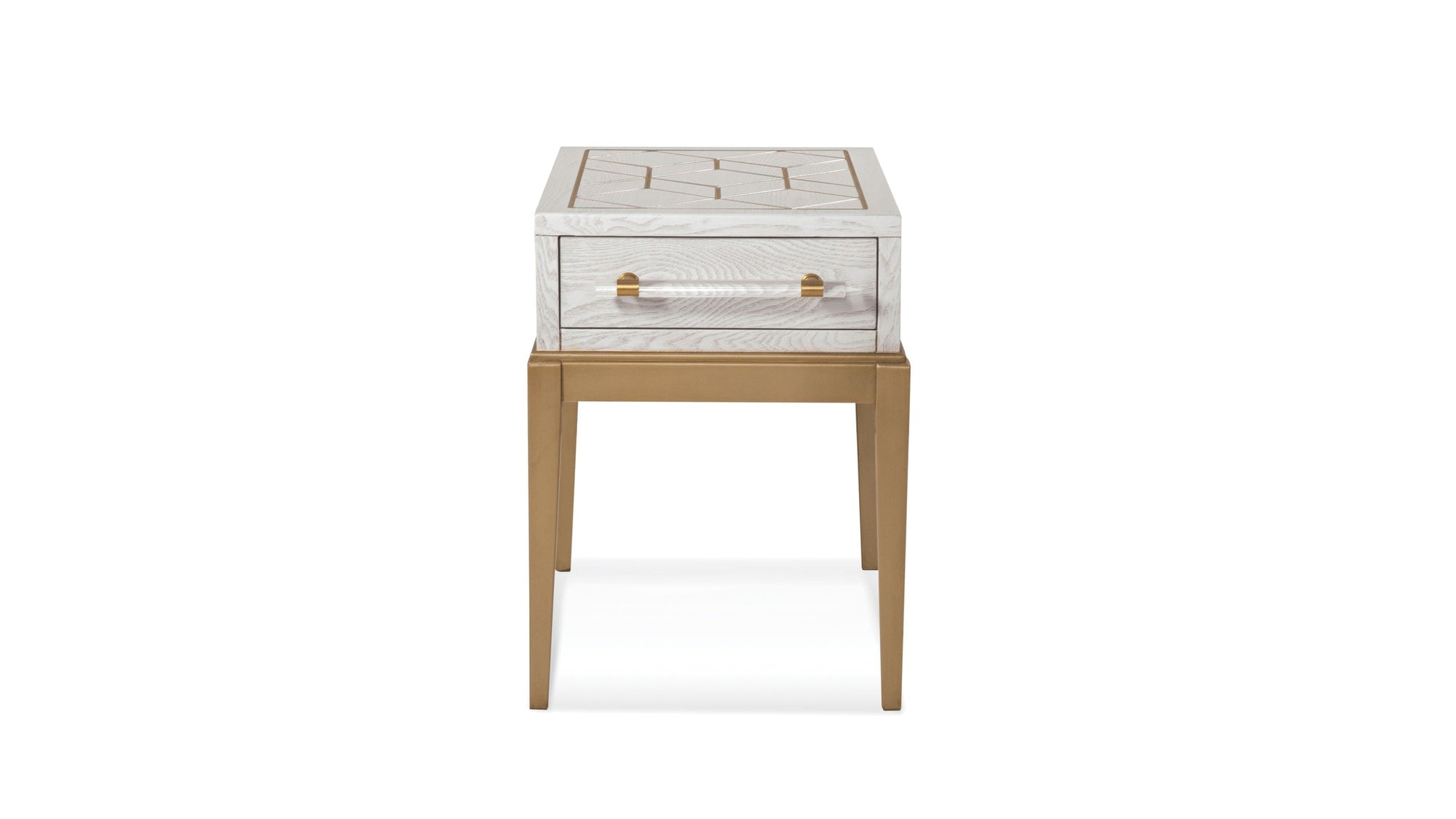 Perrine - Chairside Table - White / Gold