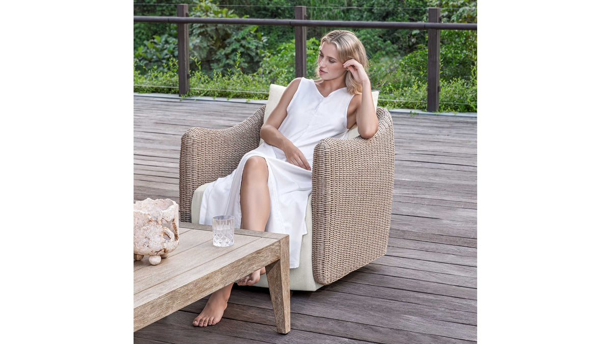 Sunset - Outdoor Swivel Lounge Chair - Oatmeal / Oyster White