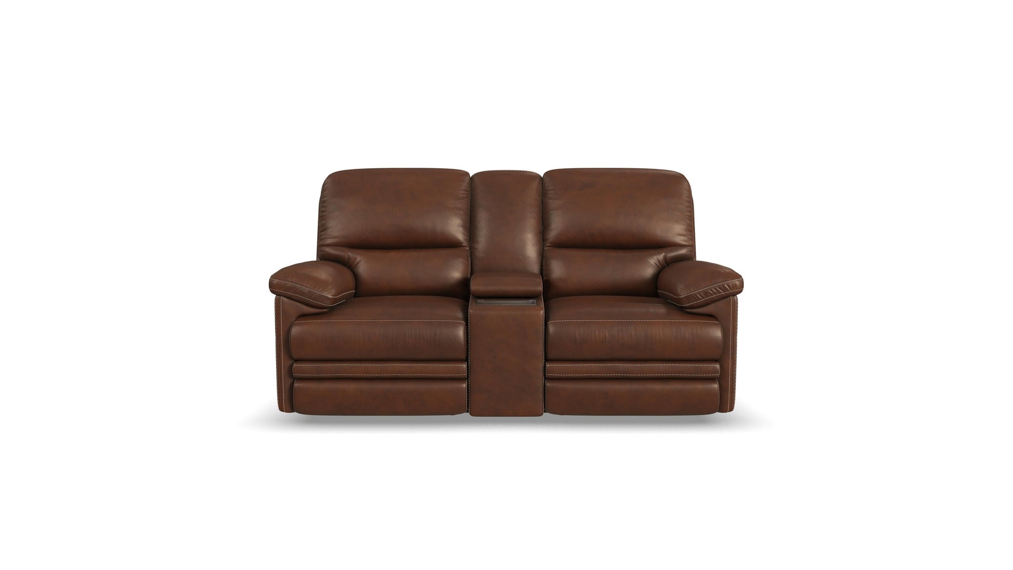 David - Power Reclining Loveseat With Console, Power Headrests & Lumbar - Pecan