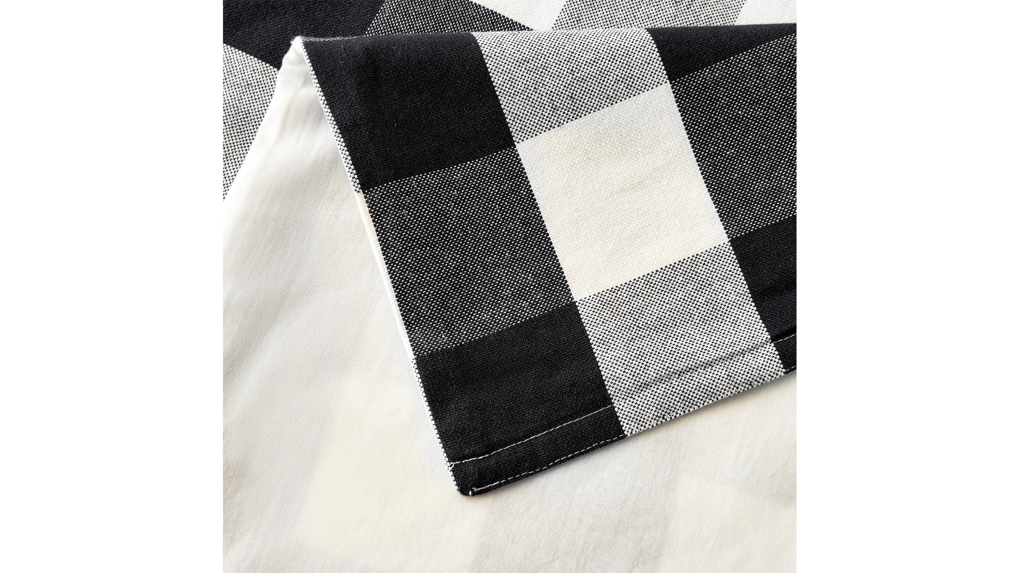 Camille - Full Buffalo Check Comforter Set Set of 3 - Black / Natural