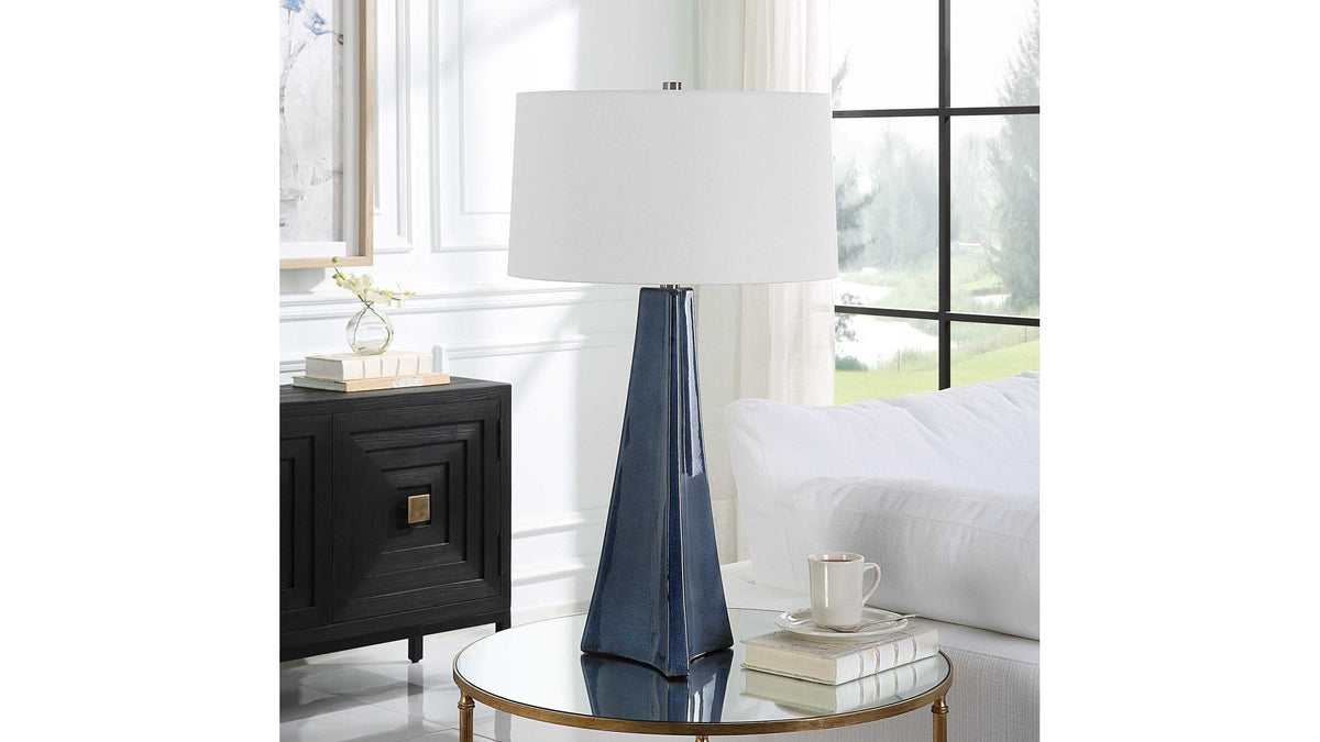 Teramo - Scalloped Ceramic Table Lamp - Blue