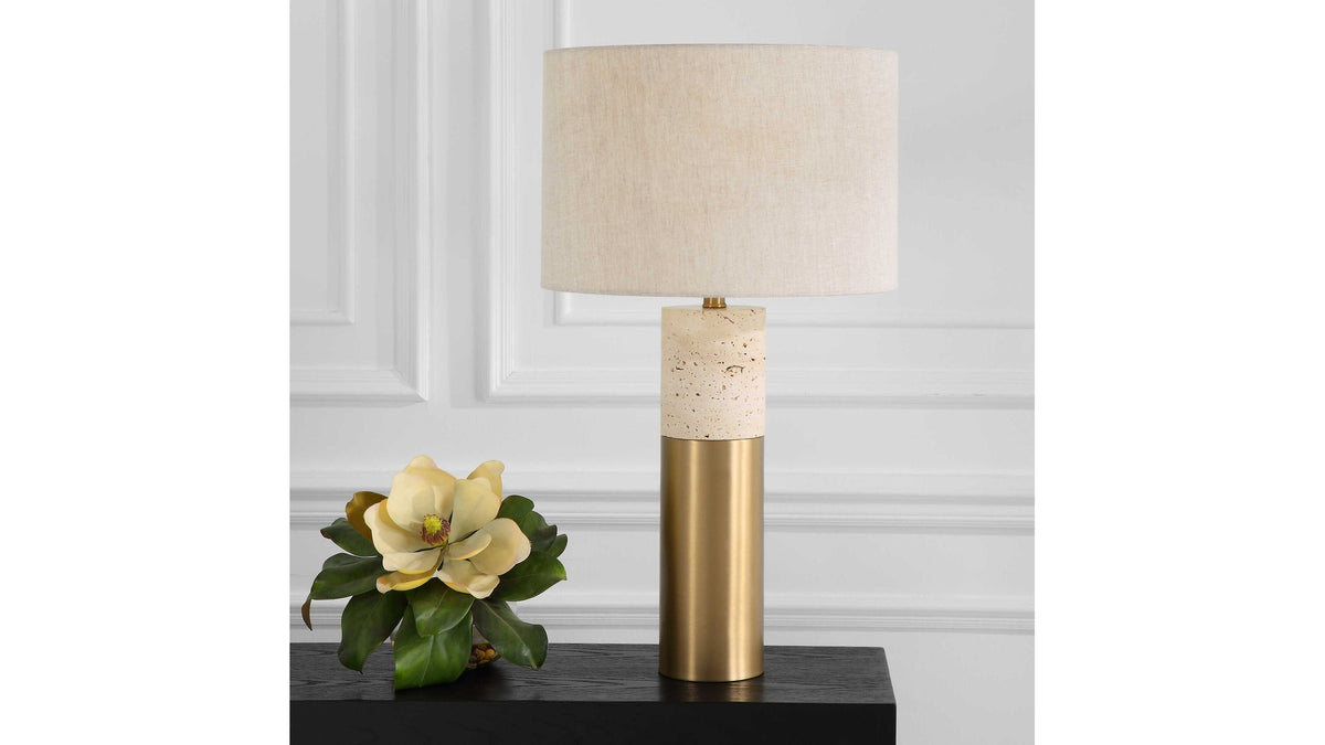 Gravitas - Elegant Brass &amp; Stone Lamp