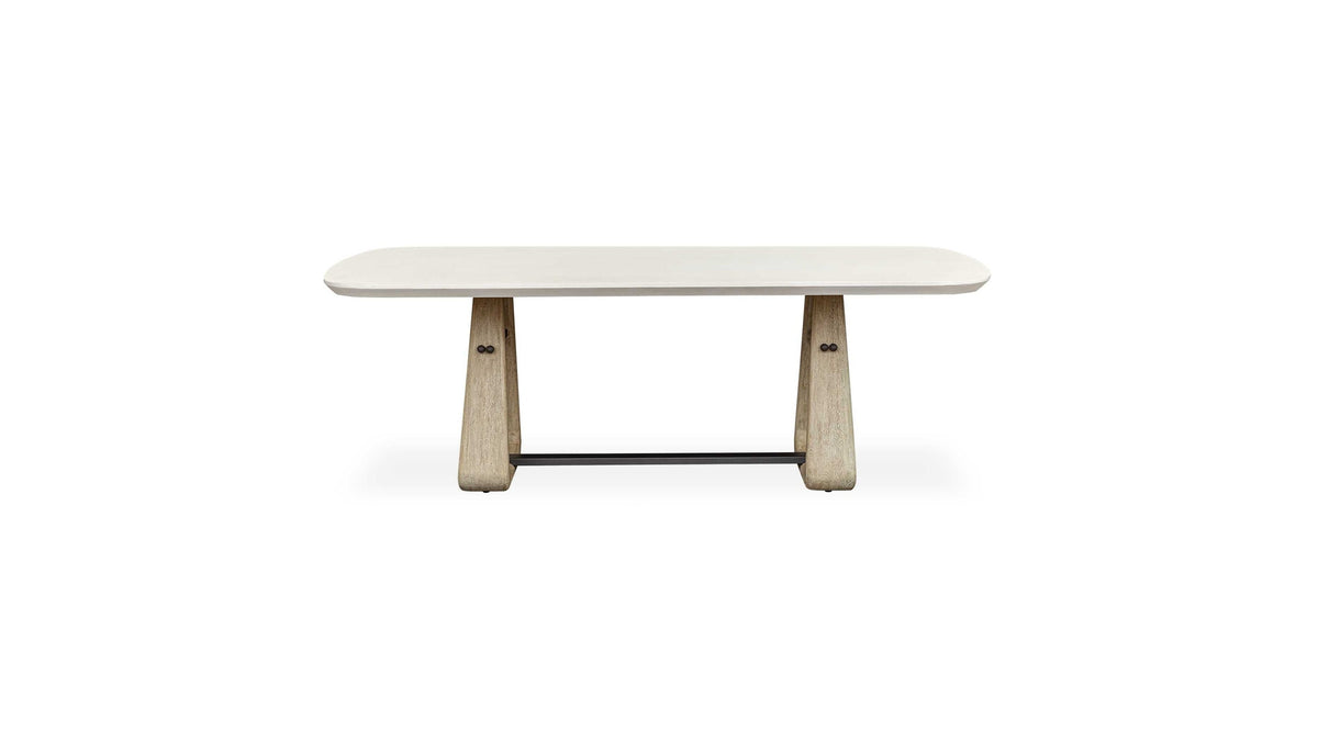 Circa - Concrete Outdoor Dining Table - White / Woodtone