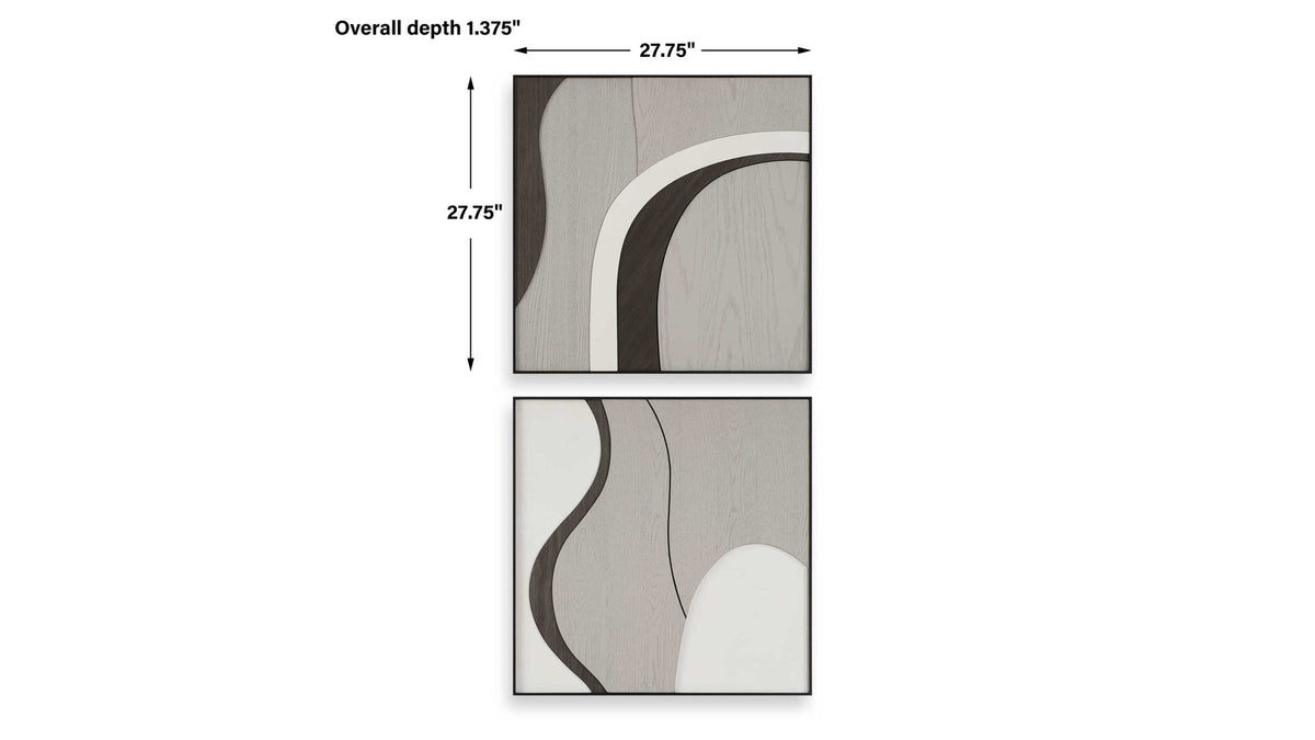 Joel - Modern Wood Wall Art (Set of 2) - Brown / Gray