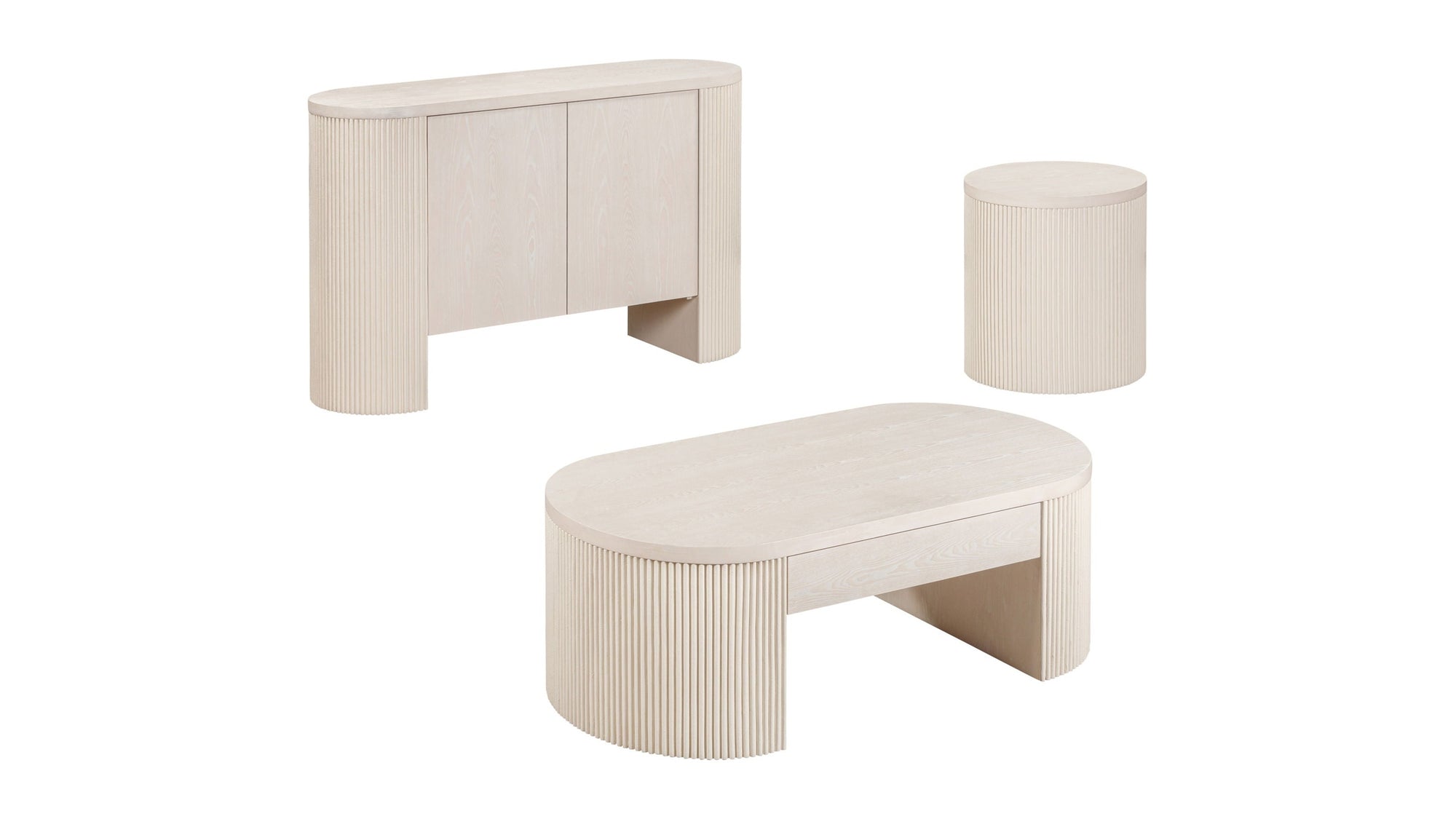 Lena - End Table - Washed White Oak